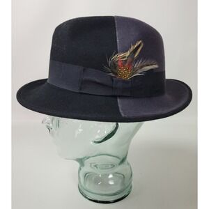 Bigalli Unique Two Tone Wool Felt Fedora Hat Black Grey XL Water Repellent